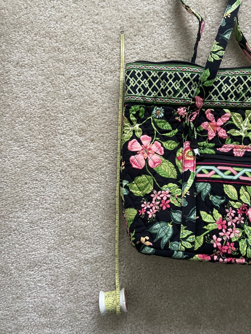 Vera Bradley Floral Botanical Tote Bag - Black and Pink - Picture 6 of 7